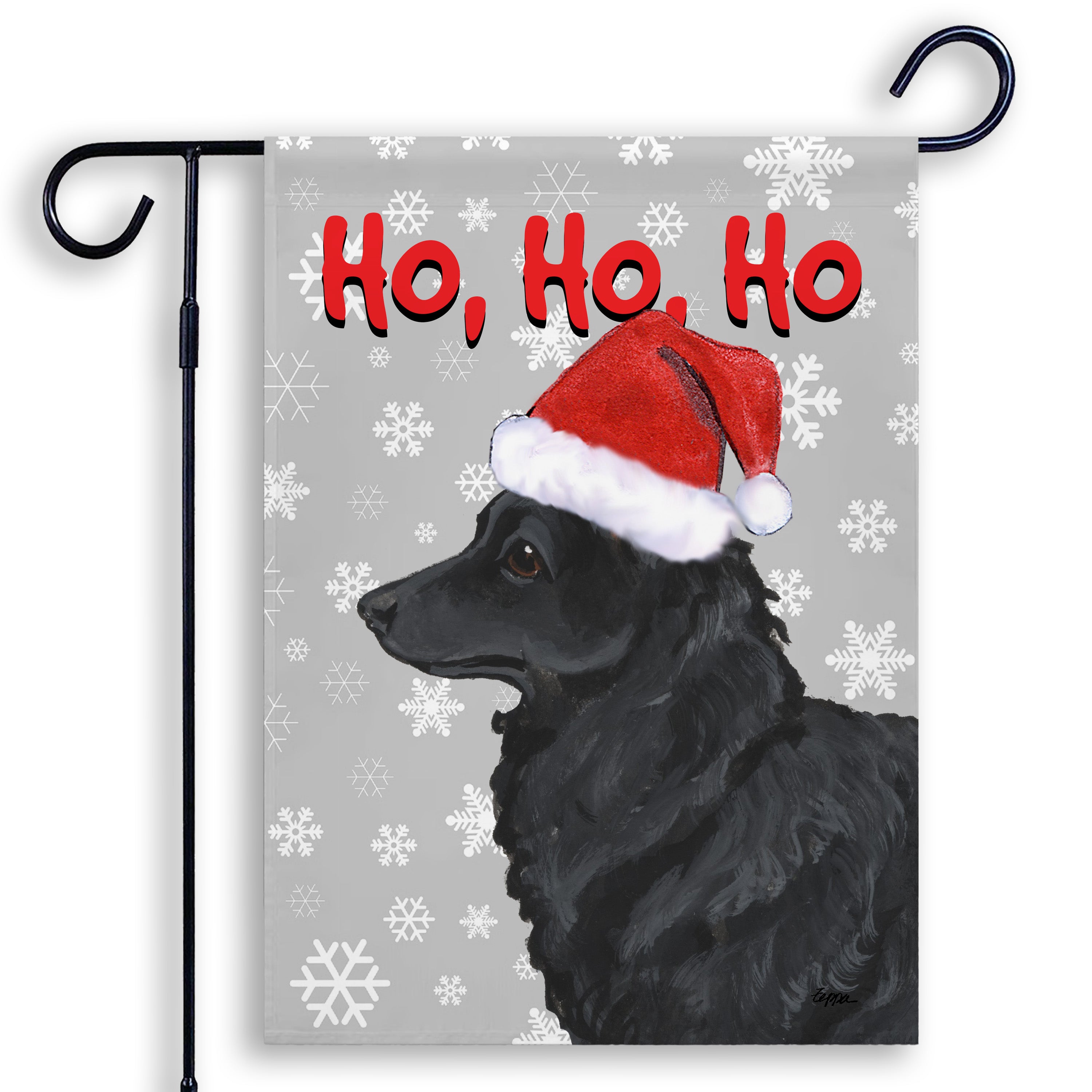 Mudi Ho Ho Ho Garden Flag in Grey