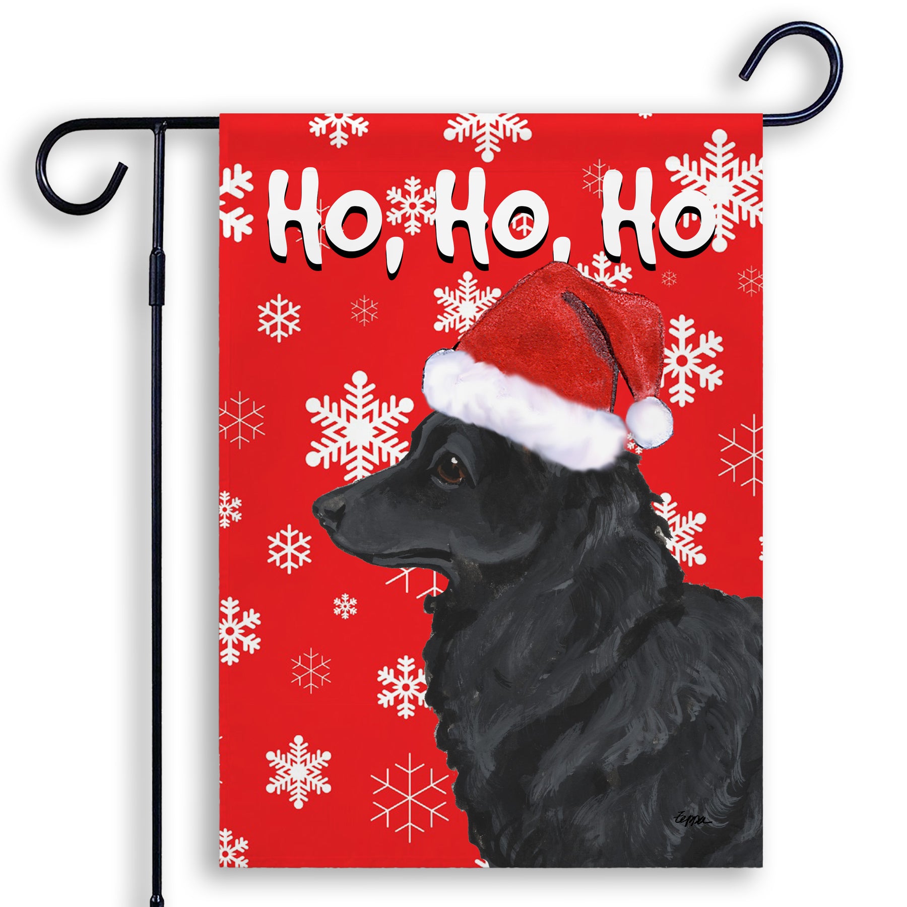 Mudi Ho Ho Ho Garden Flag in Red