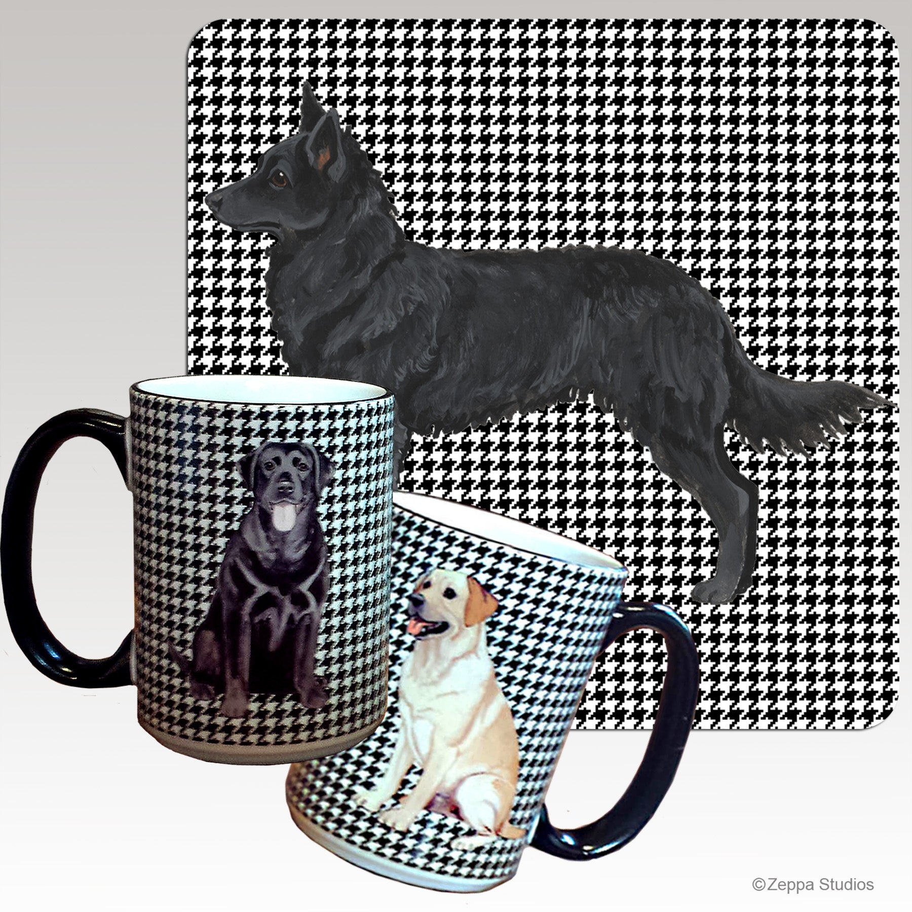 Mudi houndstooth mug design