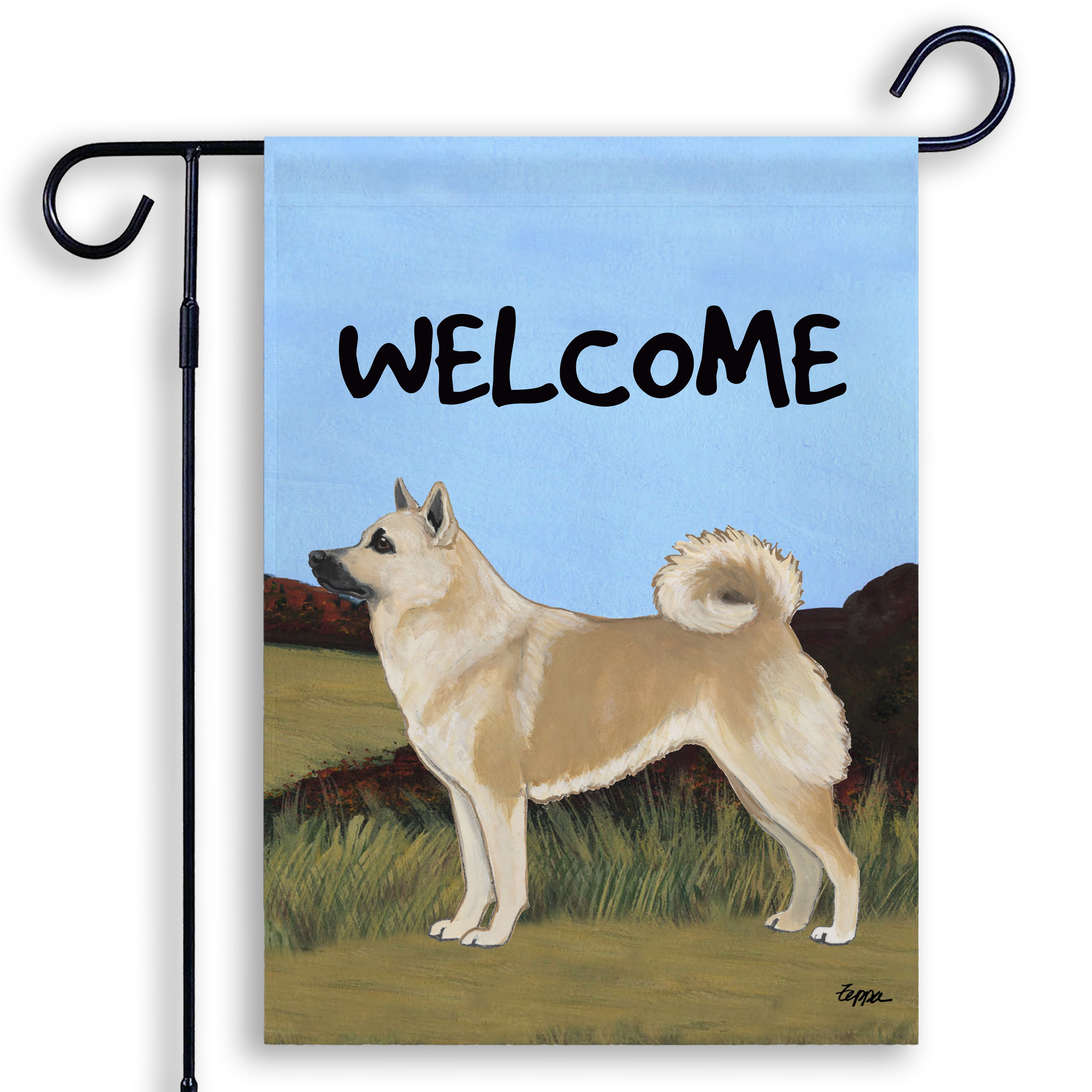 Norwegian Buhund Welcome Garden Flag