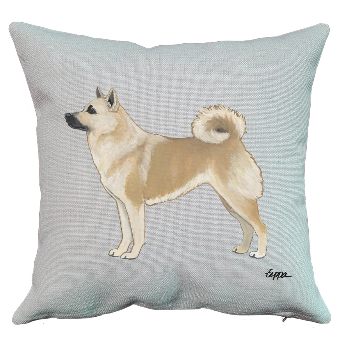 Norwegian Buhund linen throw pillow