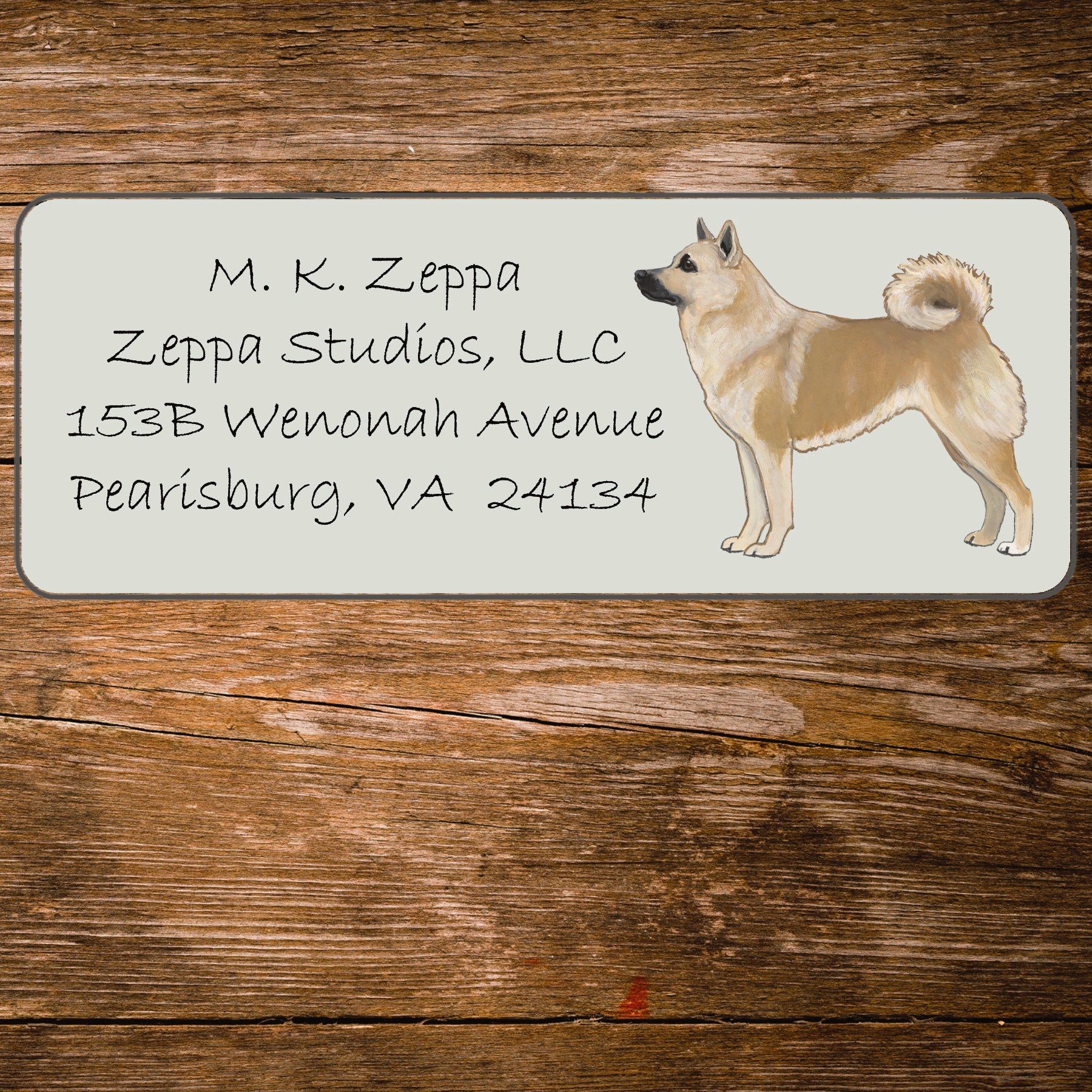 Norwegian Buhund return address label.