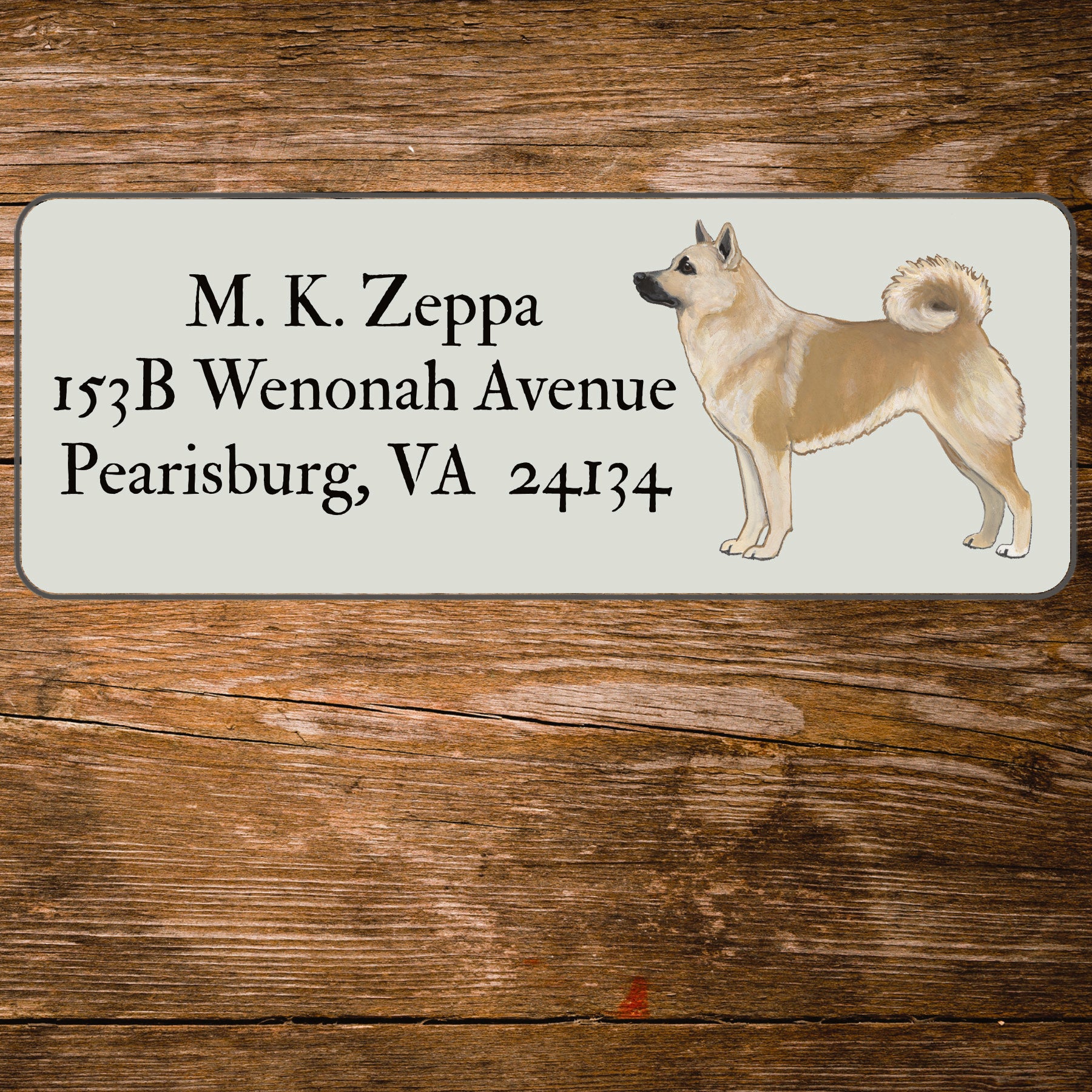 Norwegian Buhund return address label.