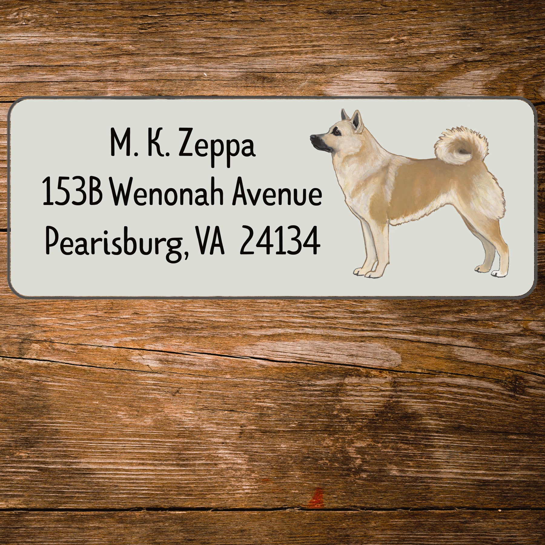 Norwegian Buhund return address label.