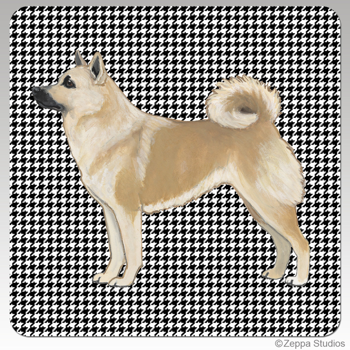 Norwegian Buhund houndstooth beverage coasters