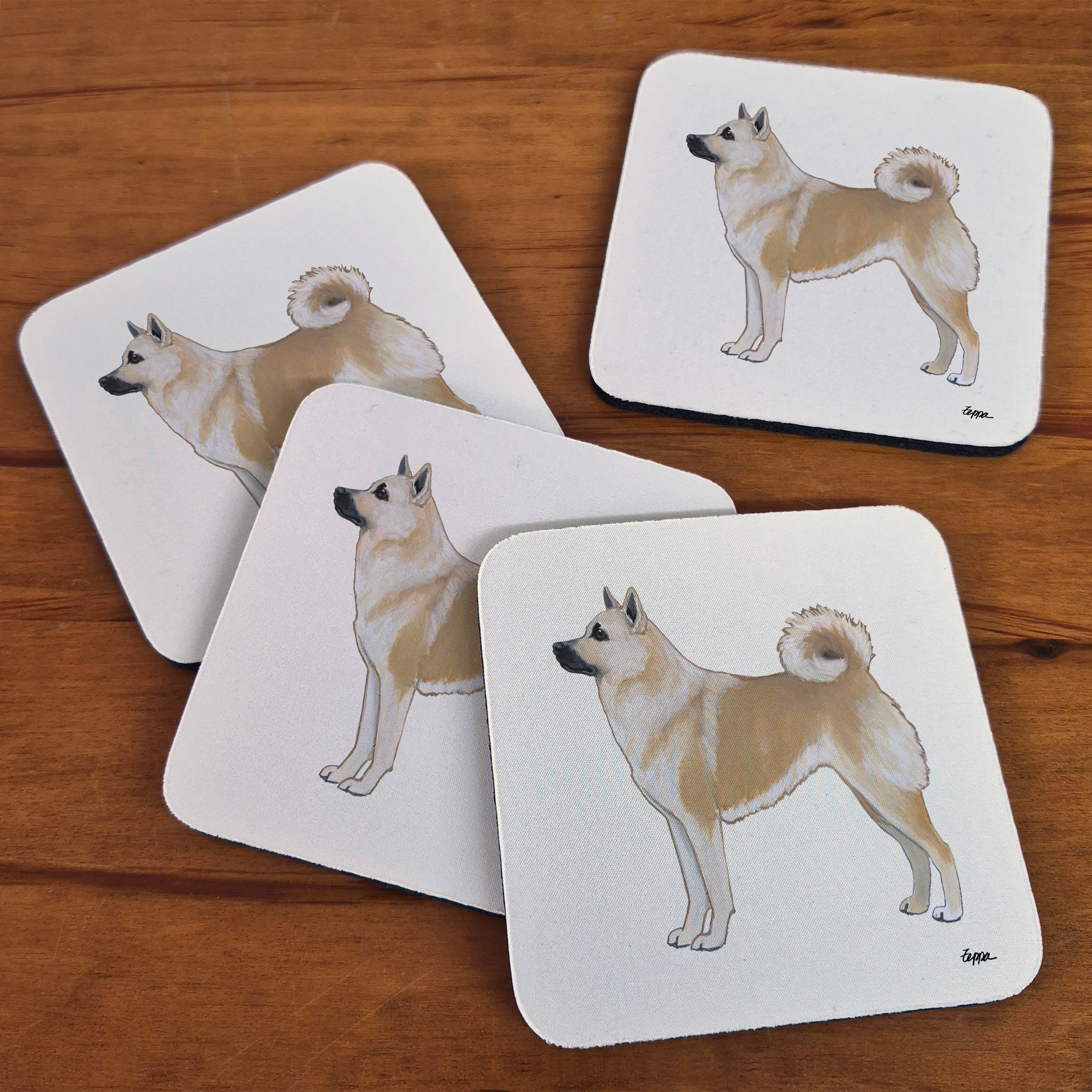 Norwegian Buhund beverage coasters.