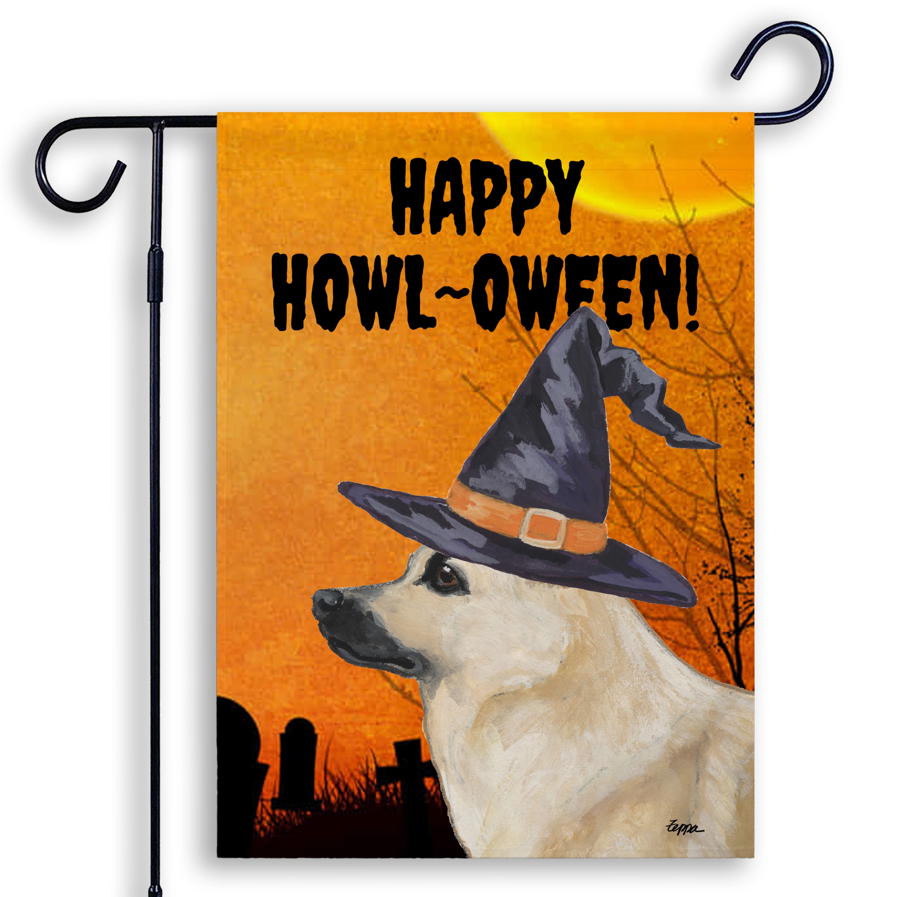 Norwegian Buhund Happy Howl-oween Garden Flag