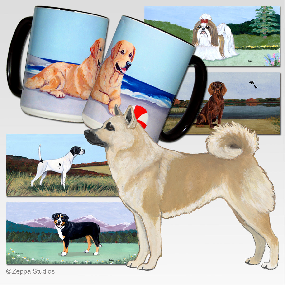Norwegian Buhund Scenic background mugs
