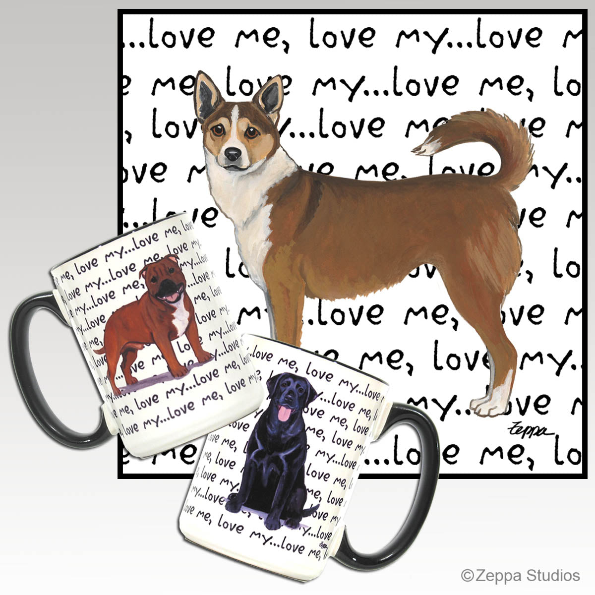 Norwegian Lundehund on a love me design wrap mug.