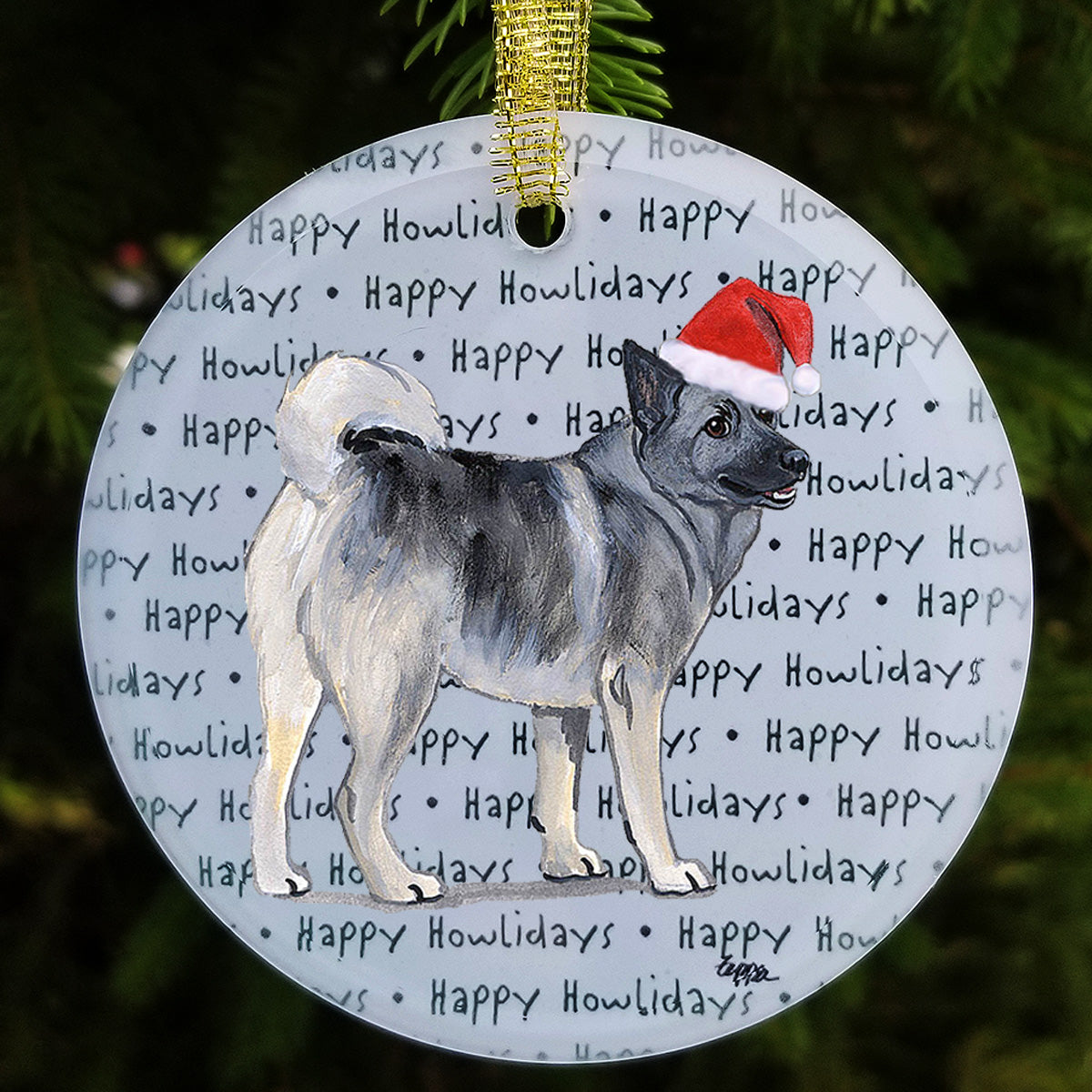 Norwegian Elkhound Christmas Ornaments