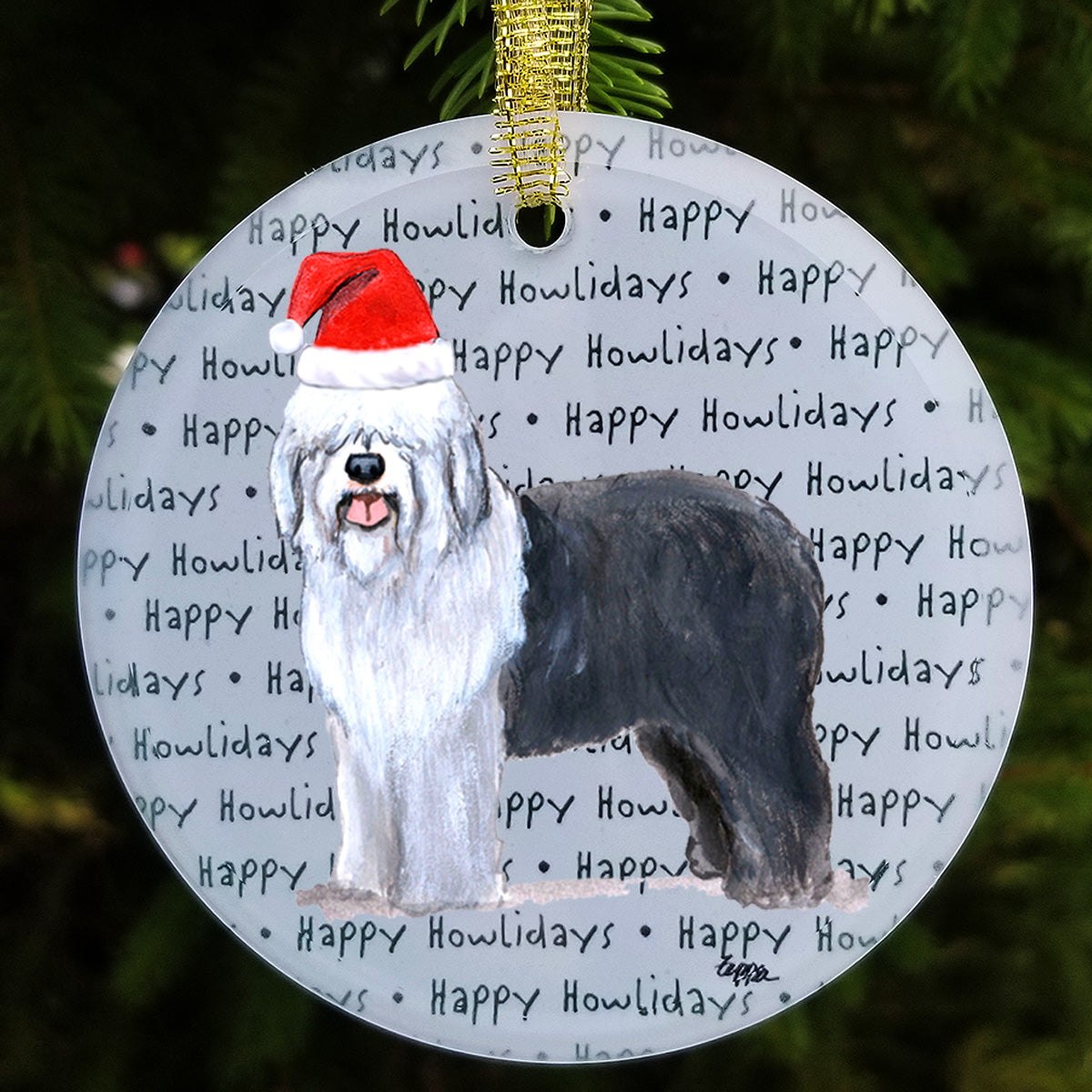 Old English Sheepdog Christmas Ornaments