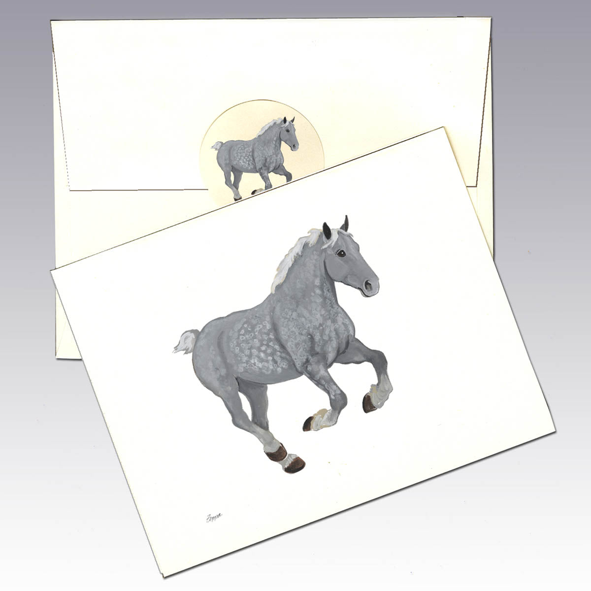 Grey Percheron on Note Cards