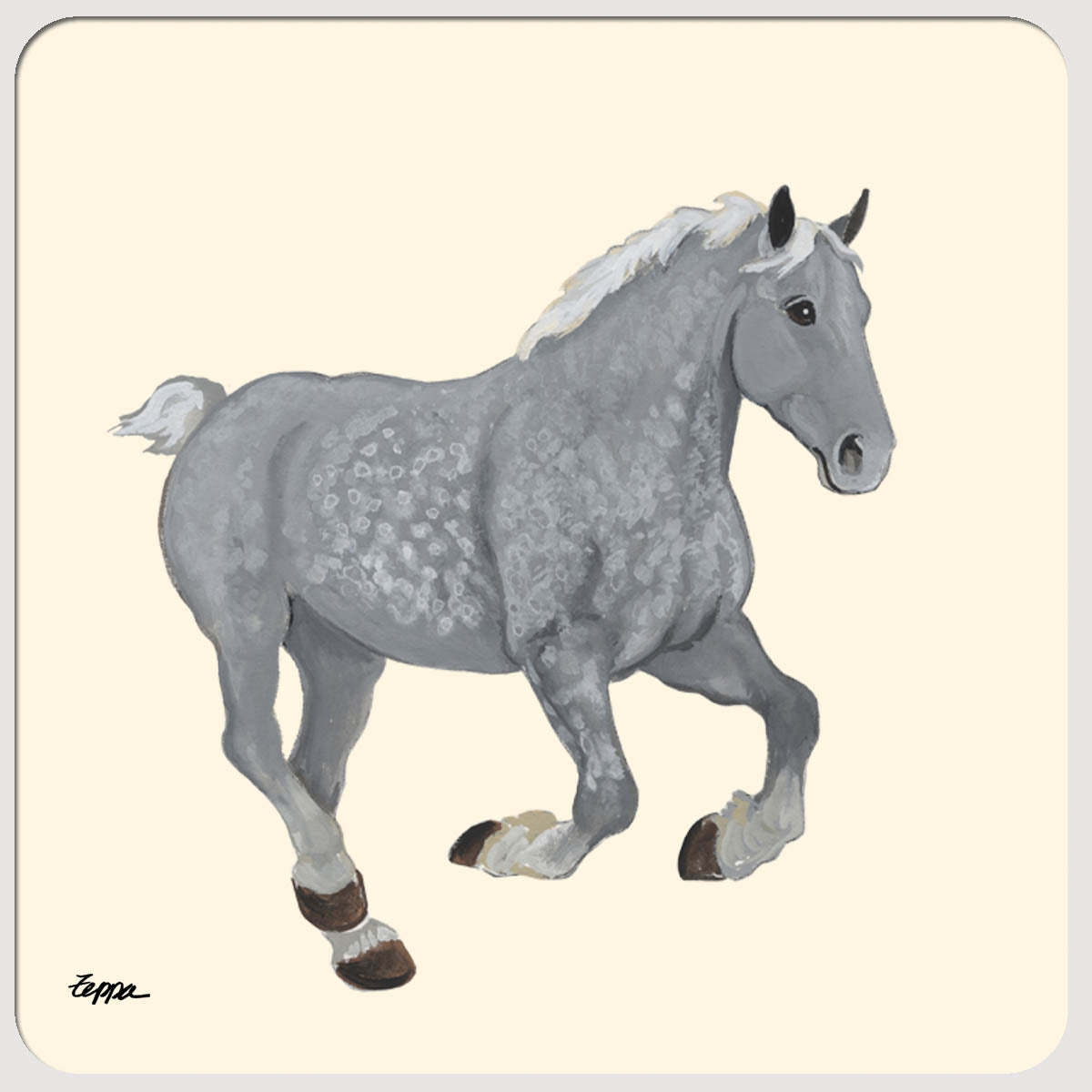 Grey Precheron Design on Beige Rubber Coasters