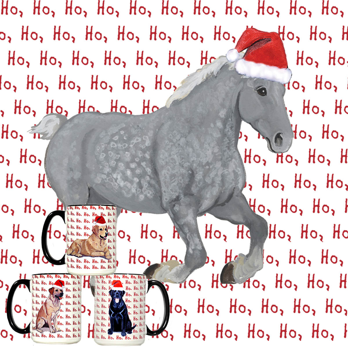 Percheron in a Santa Hat Ho Ho Ho Mug