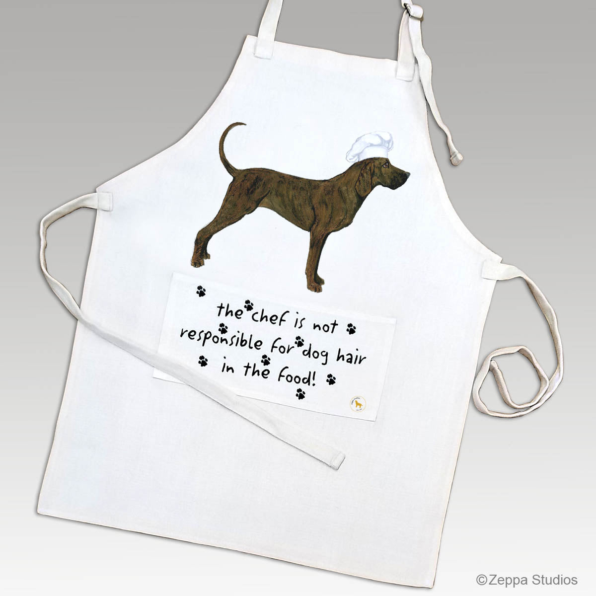 Linen Apron with the Plott Hound design.