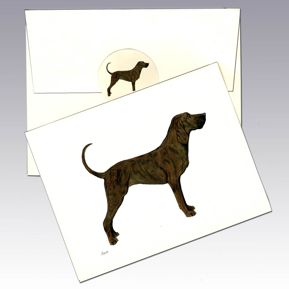 Plott Hound Note Card with Envelope and Seal