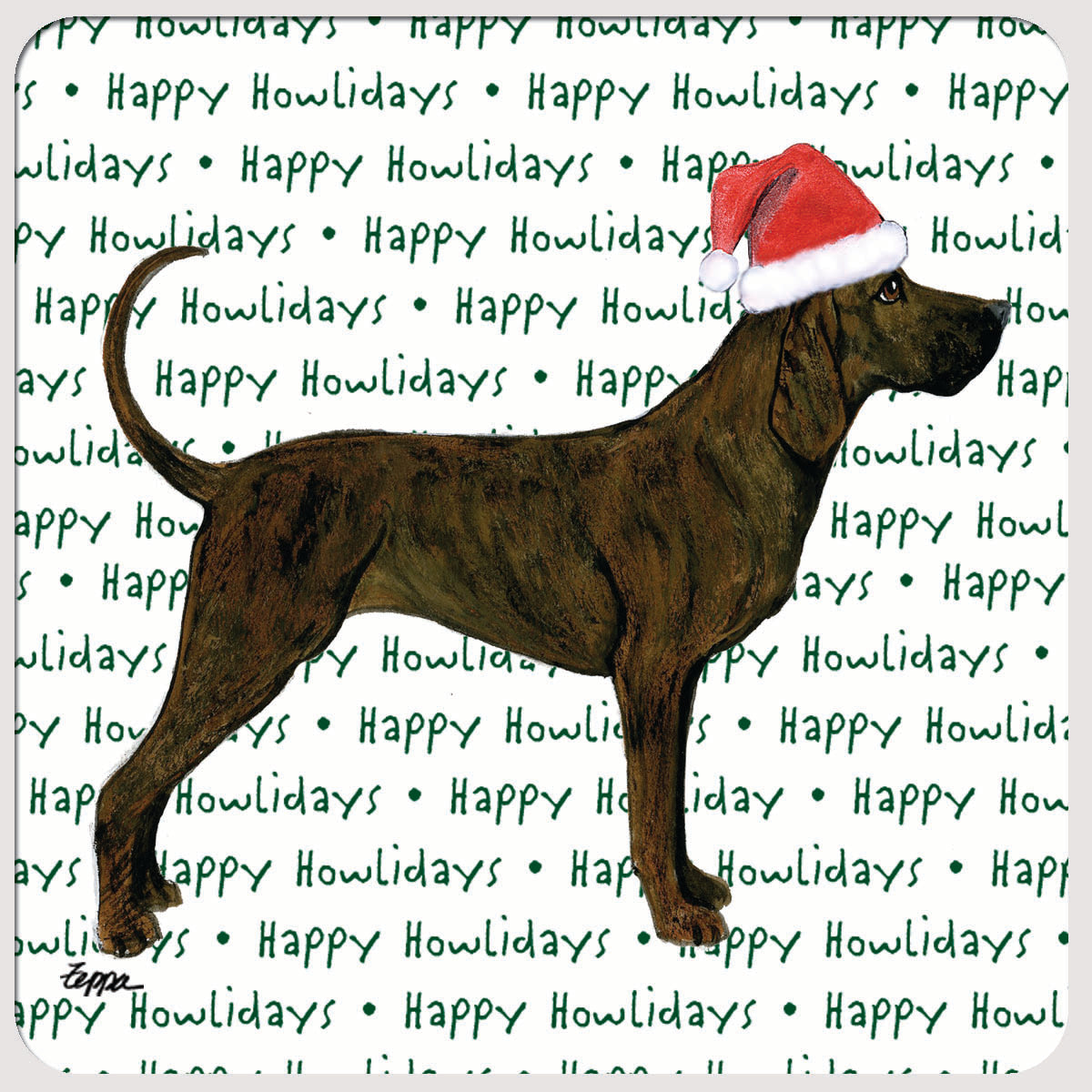 Plott Hound Happy Howlidays poly/rubber coasters