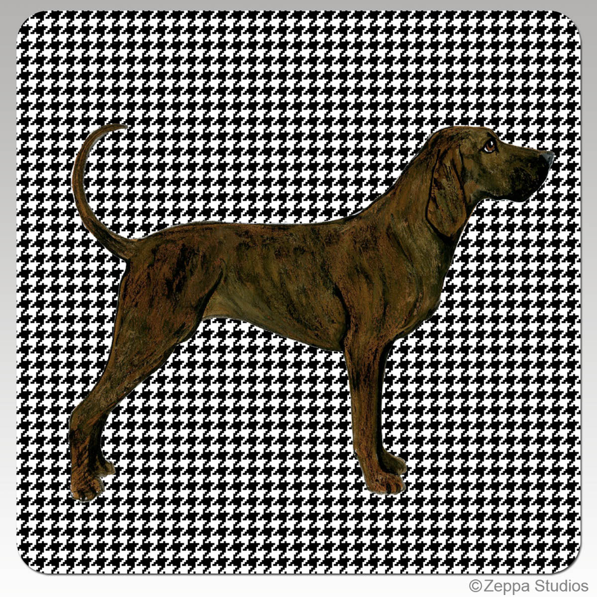 Plott Hound Houndstooth Poly Rubber Coasters