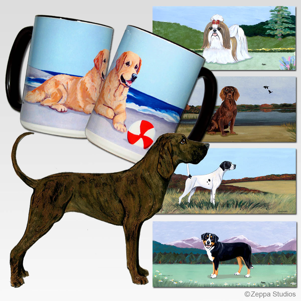 Plott Hound on your choice of 5 scenic background mugs.