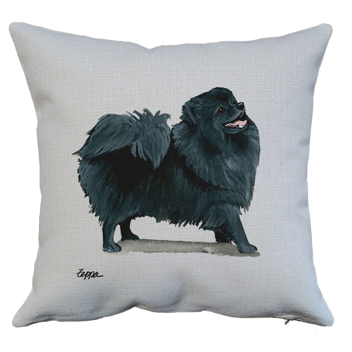 Black Pomeranian Throw Pillow