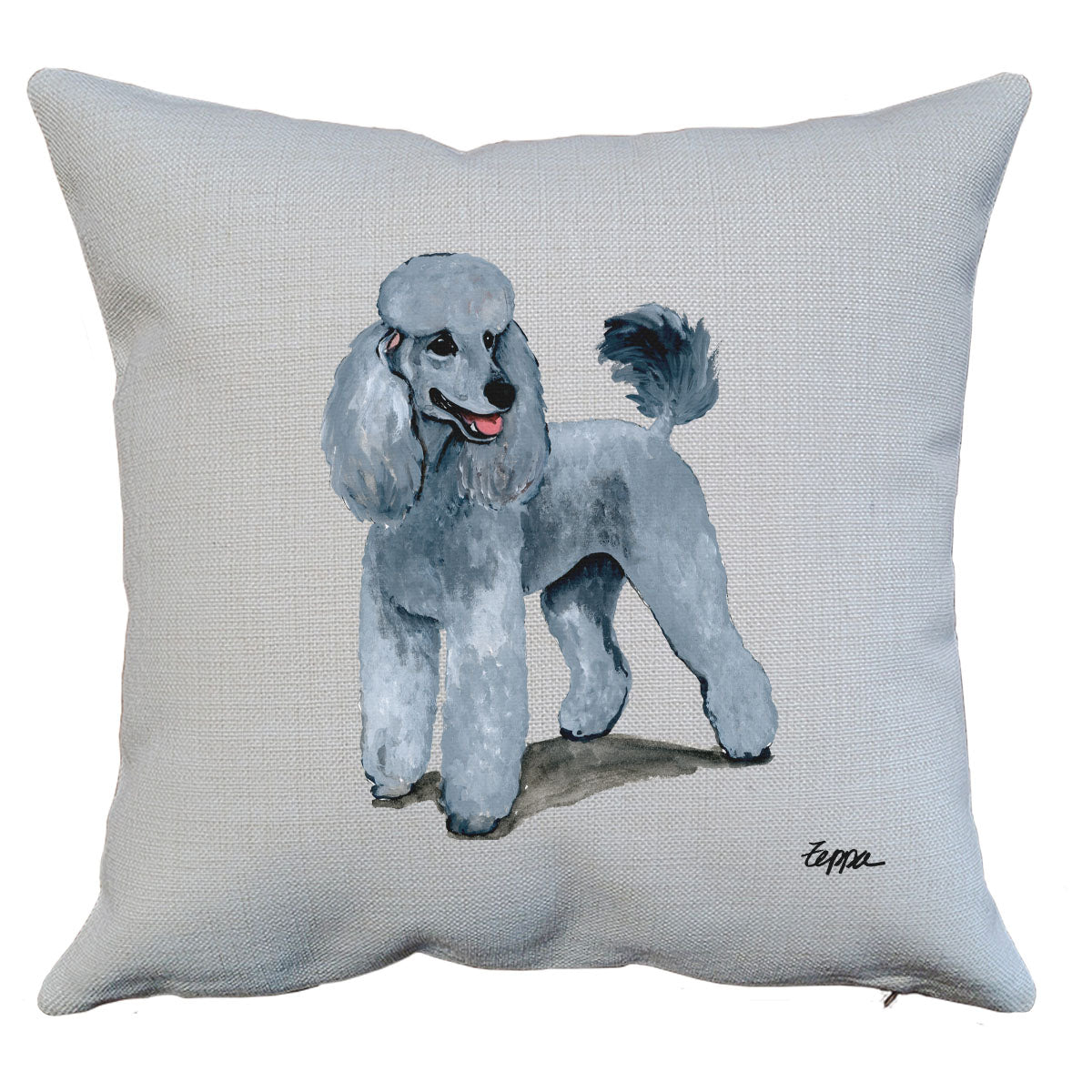 Silver Poodle Throw Pillow