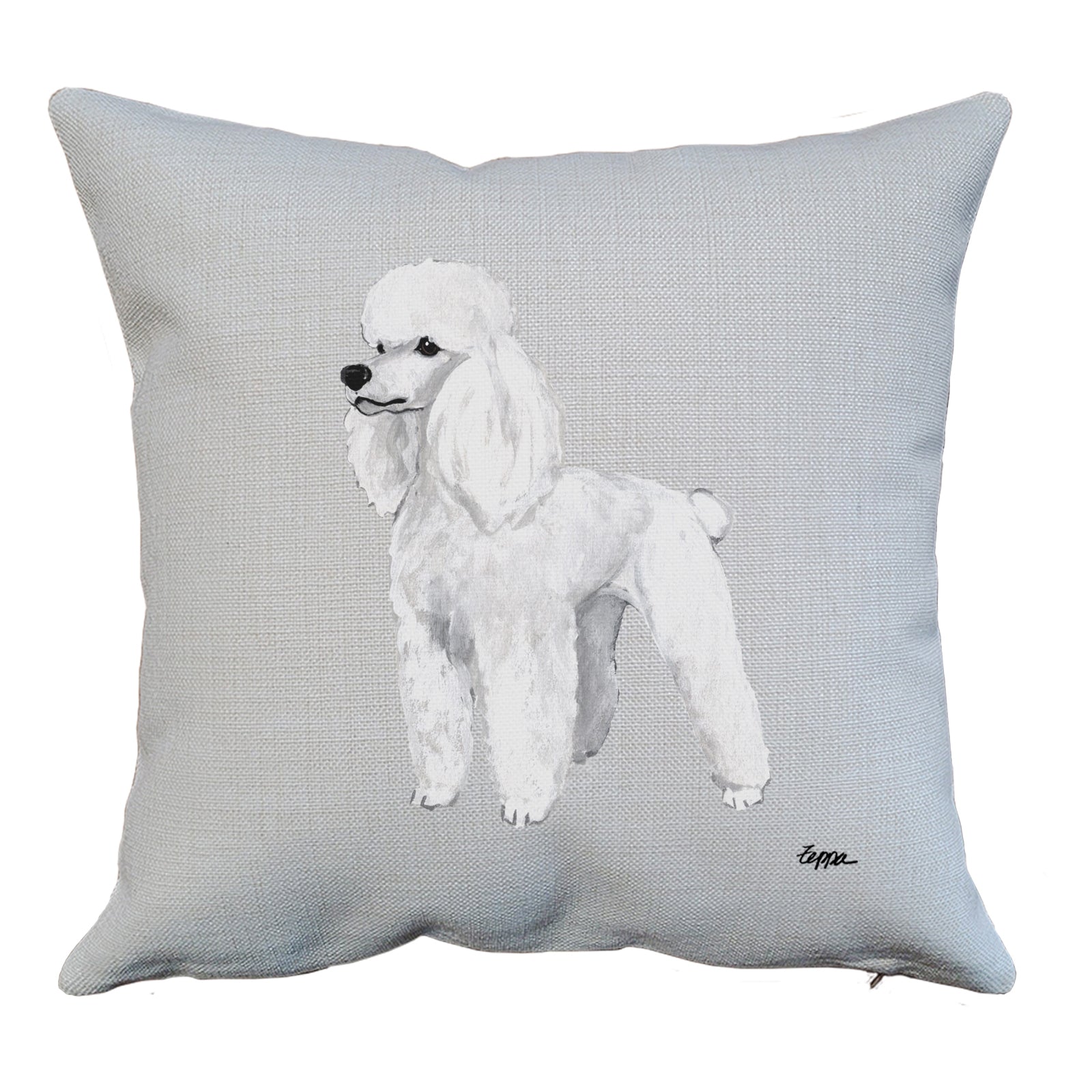 White Poodle Throw Pillow