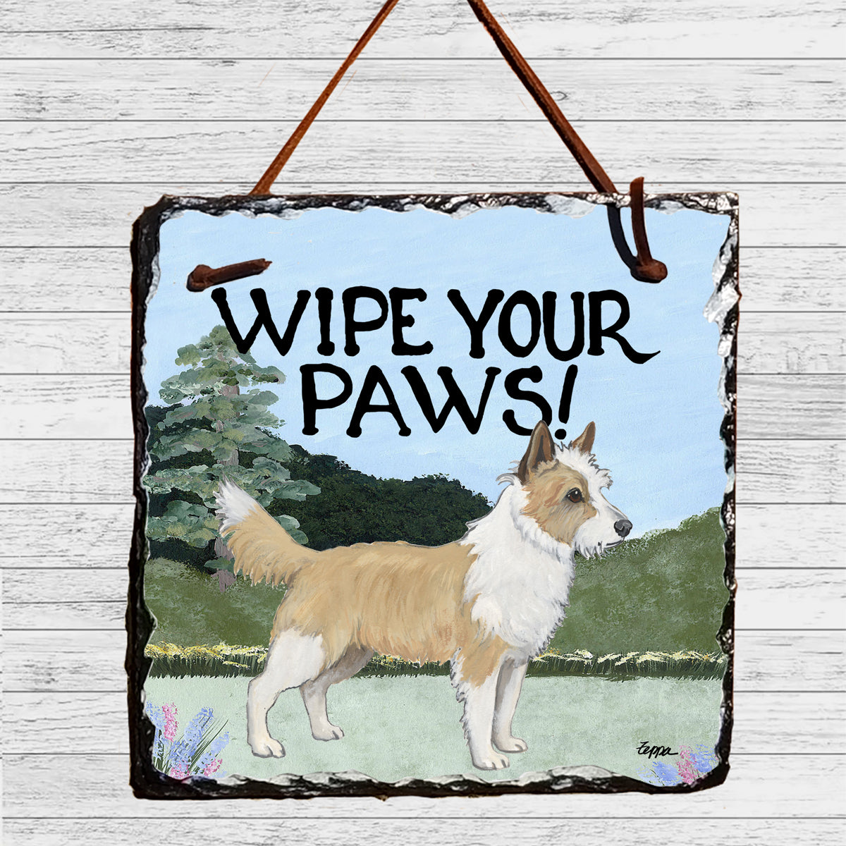 Portuguese Podengo Pequeno Wipe Your Paws Slate Sign