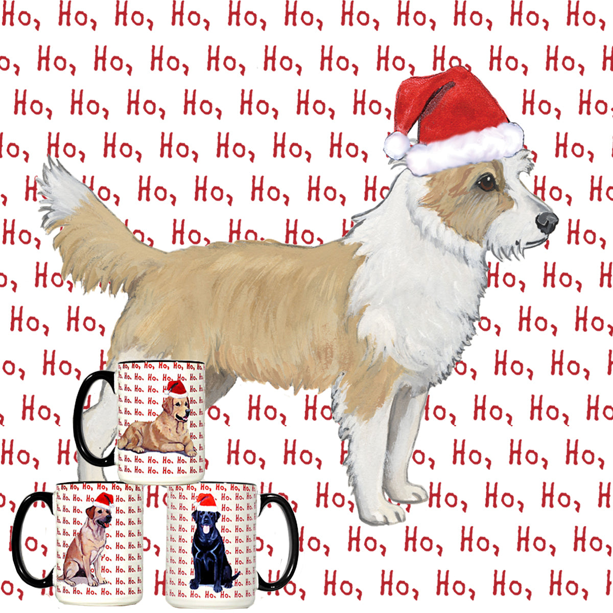 Portuguese Podengo Pequeno Ho Ho Ho Christmas Mugs