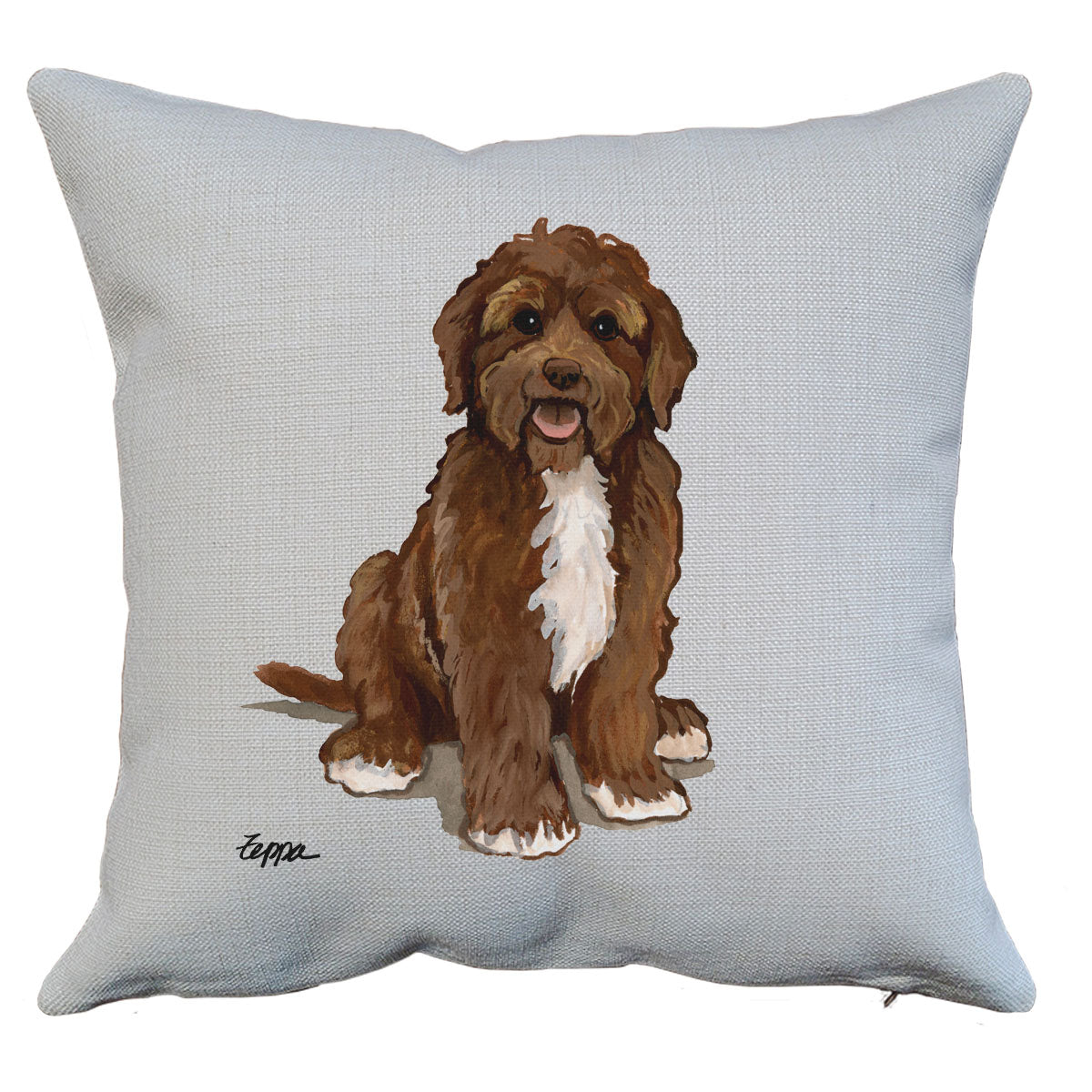 Brown Portuguese Water Dog Throw Pillow