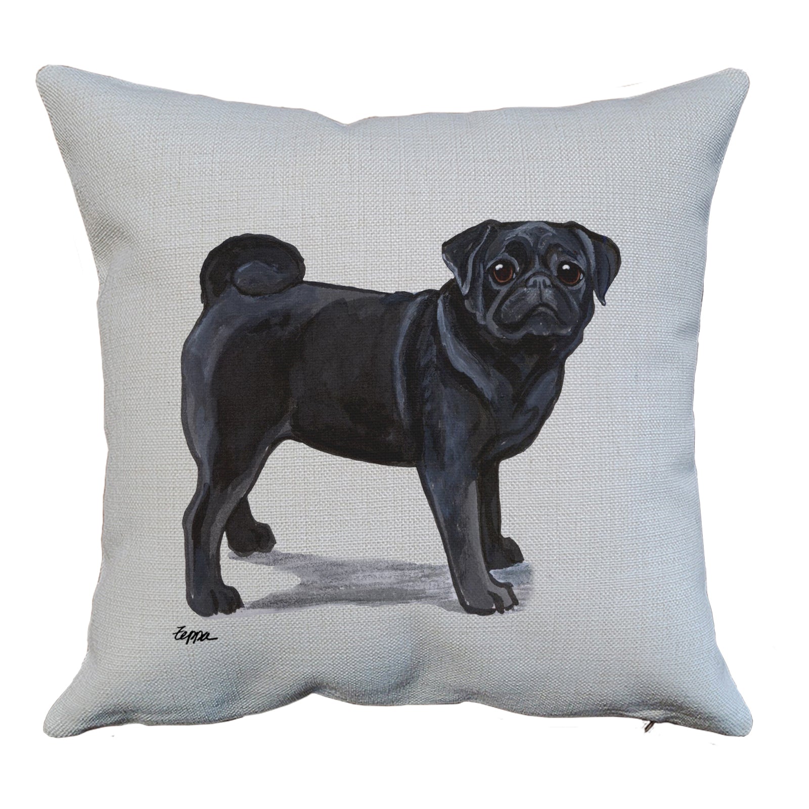 Black Pug Throw Pillow