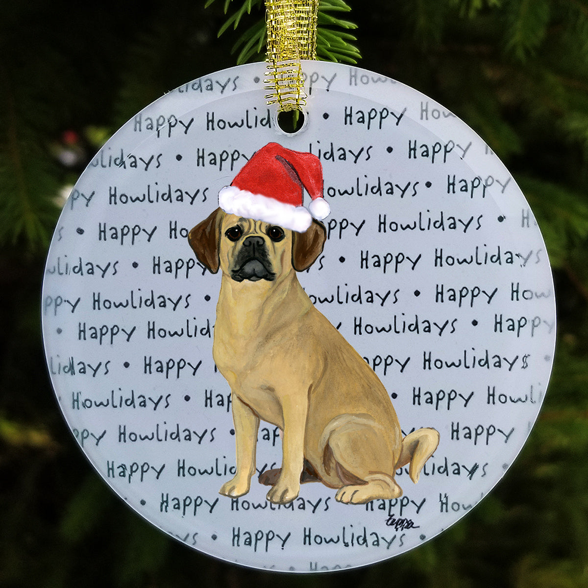 Puggle Christmas Ornament