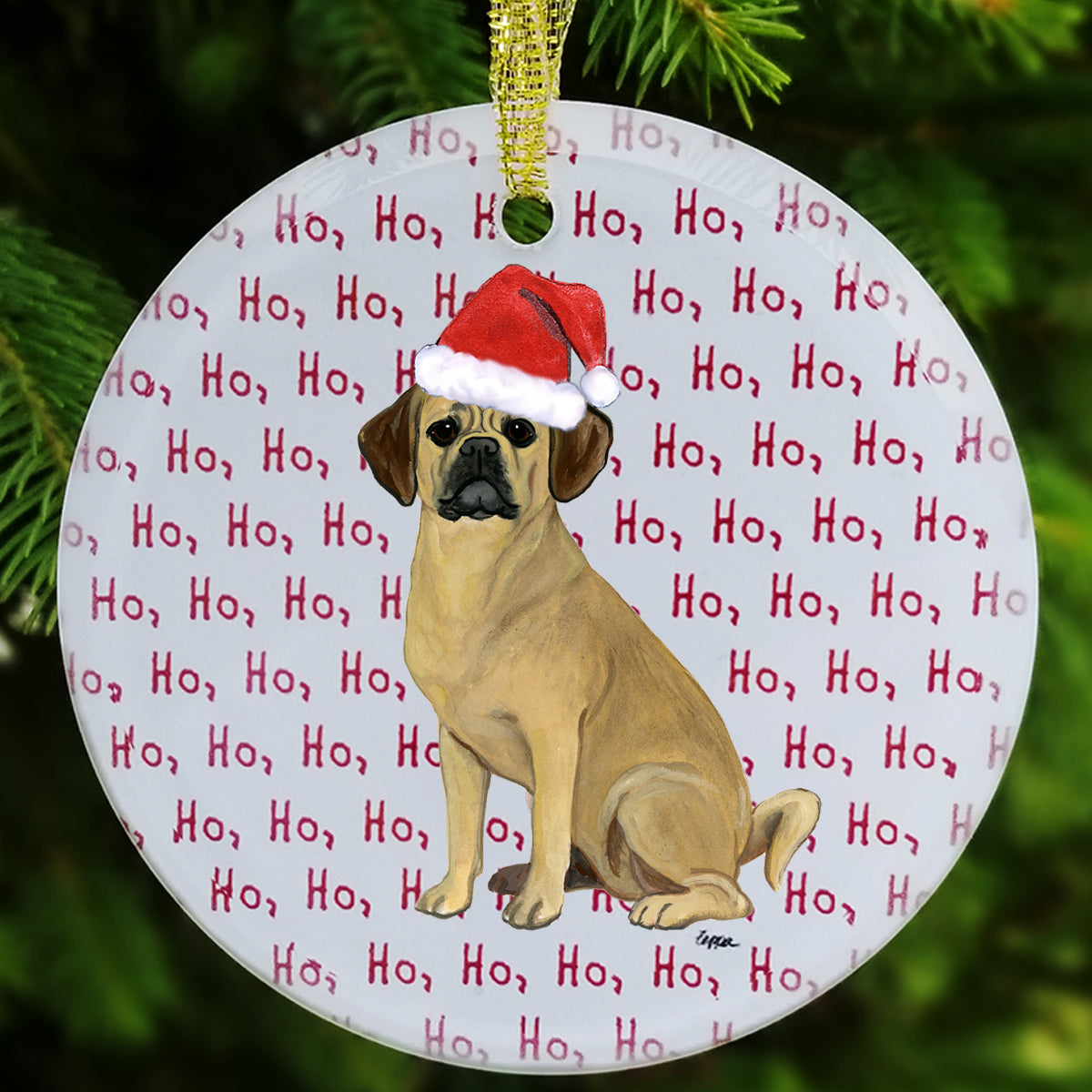 Puggle Christmas Ornament