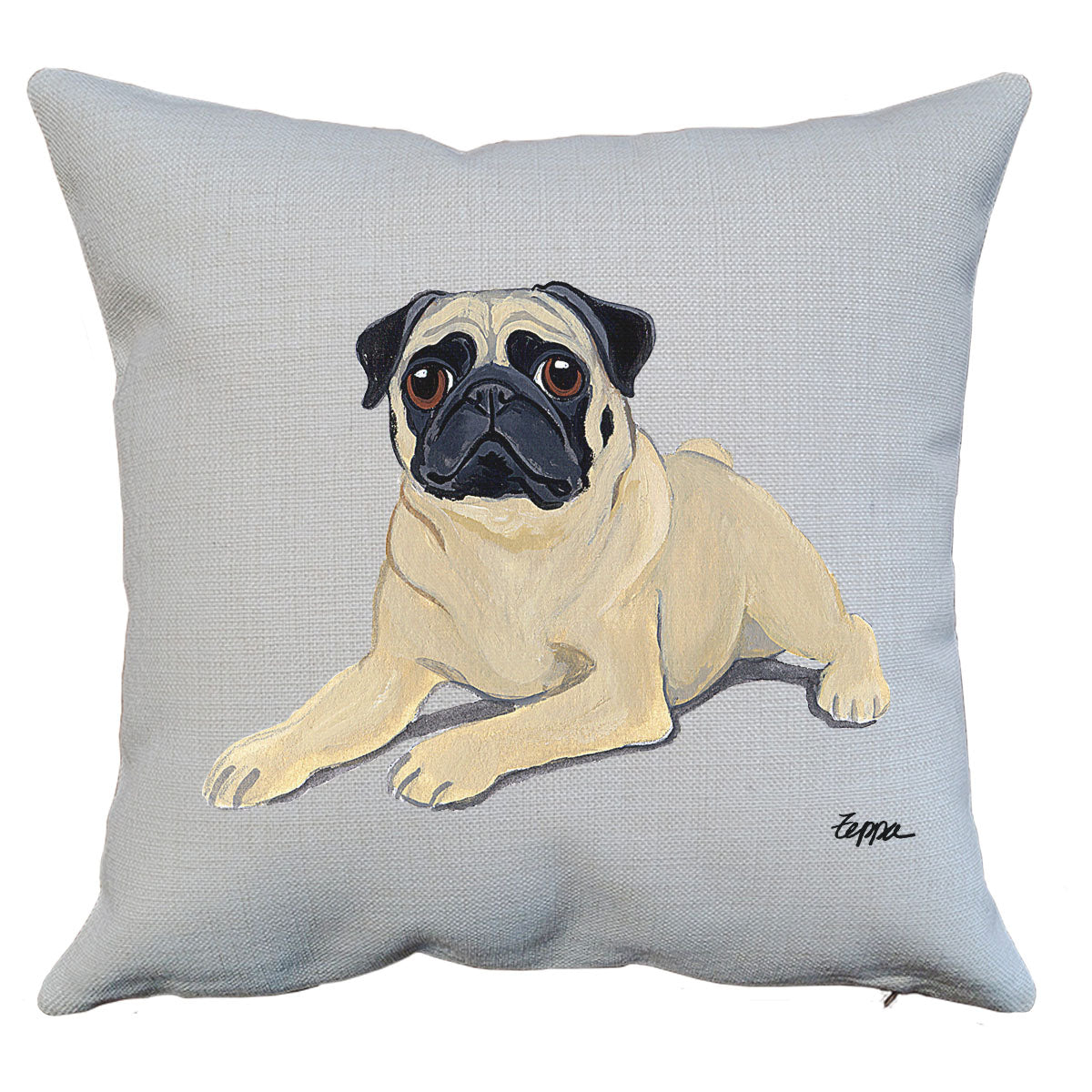 Lying Down Pug Throw Pillow