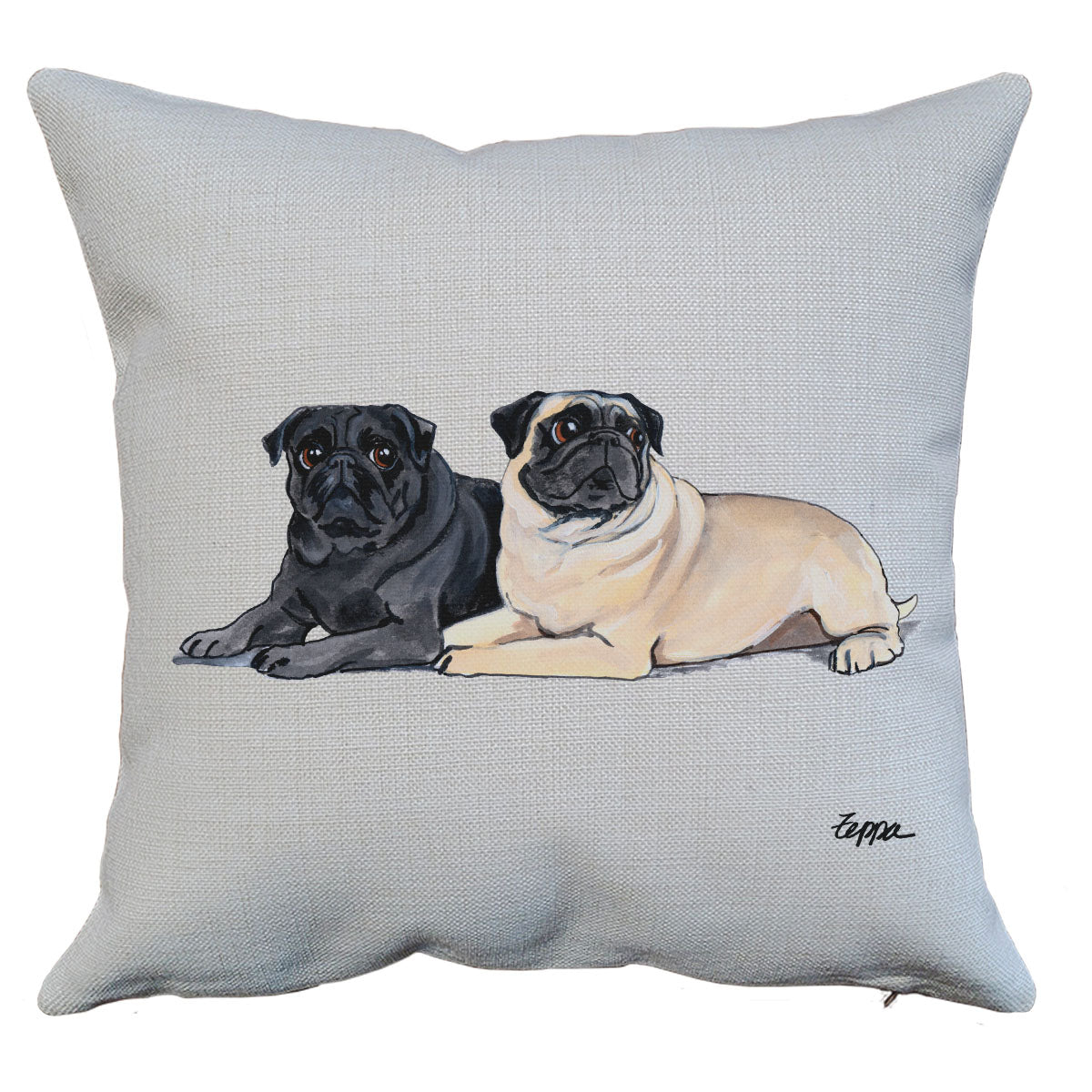 Pair of Pugs Throw Pillow