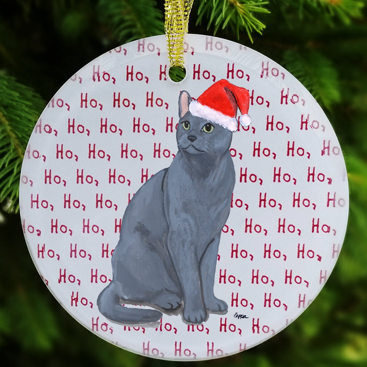 Russian Blue Cat Christmas Ornaments