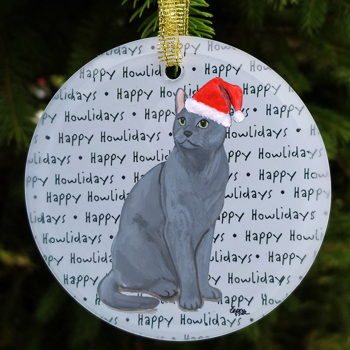 Russian Blue Cat Christmas Ornaments