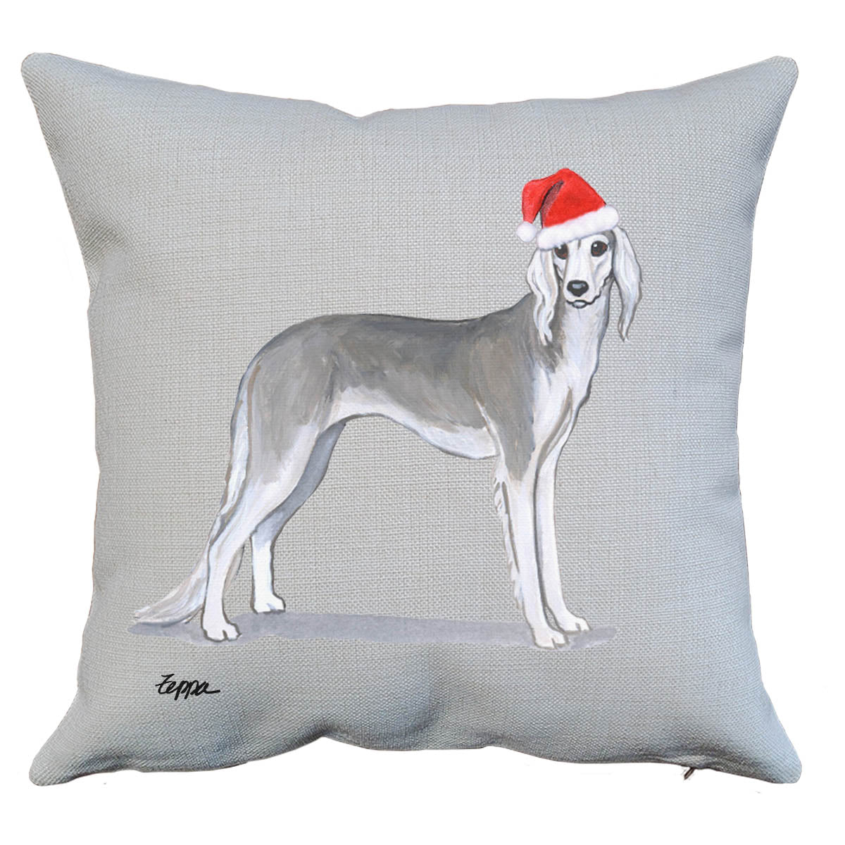 Saluki Santa Pillow