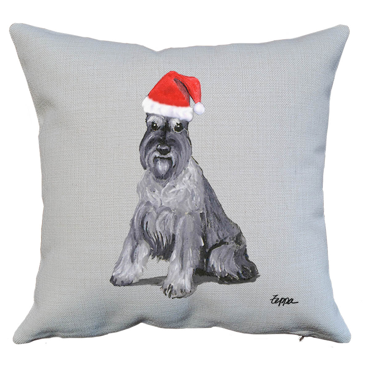 Schnauzer Santa Pillow