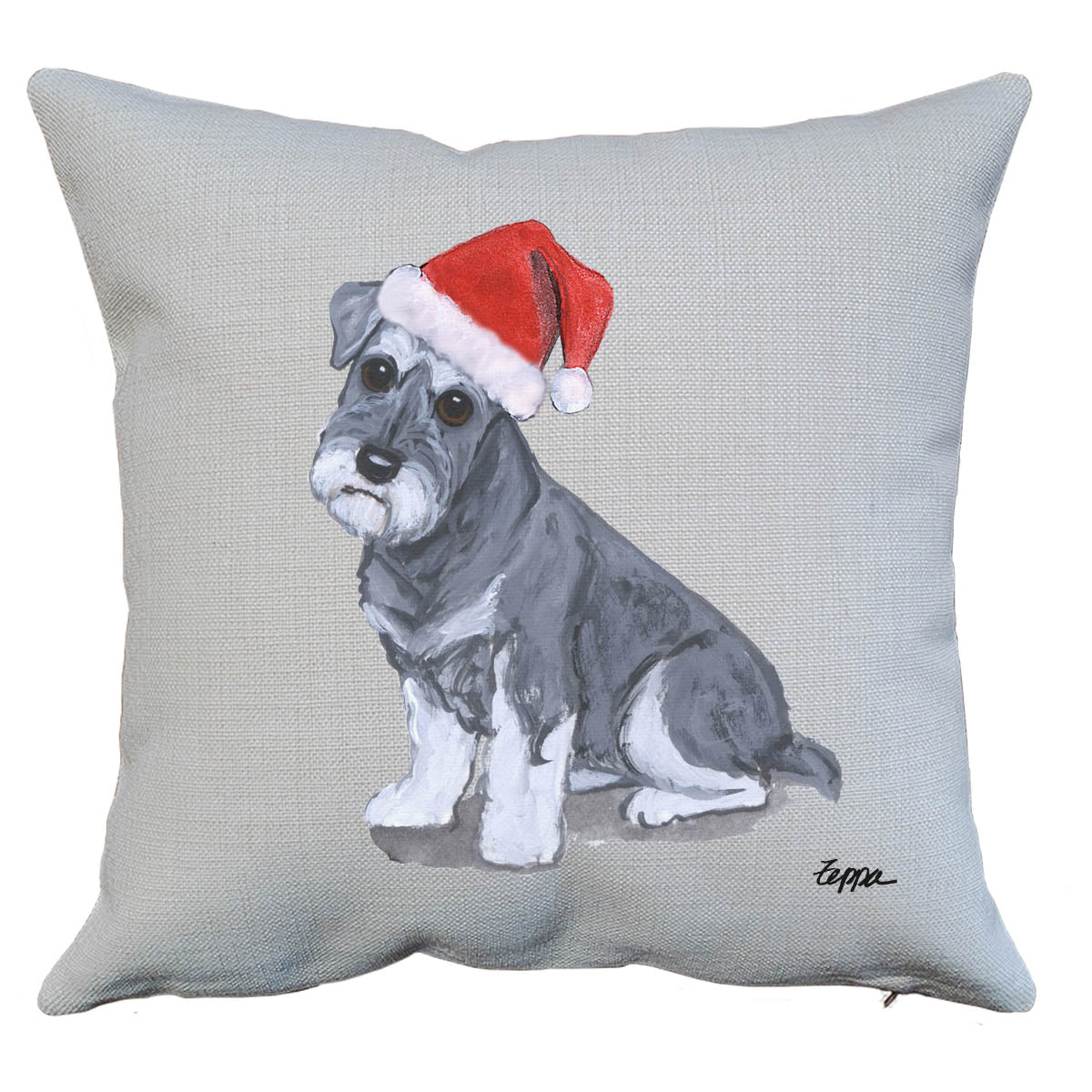 Schnauzer Puppy Santa Pillow