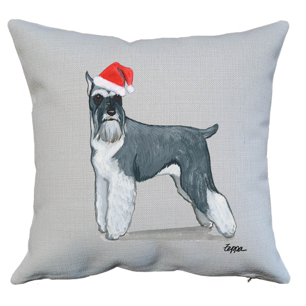 Standing Schnauzer Santa Pillow