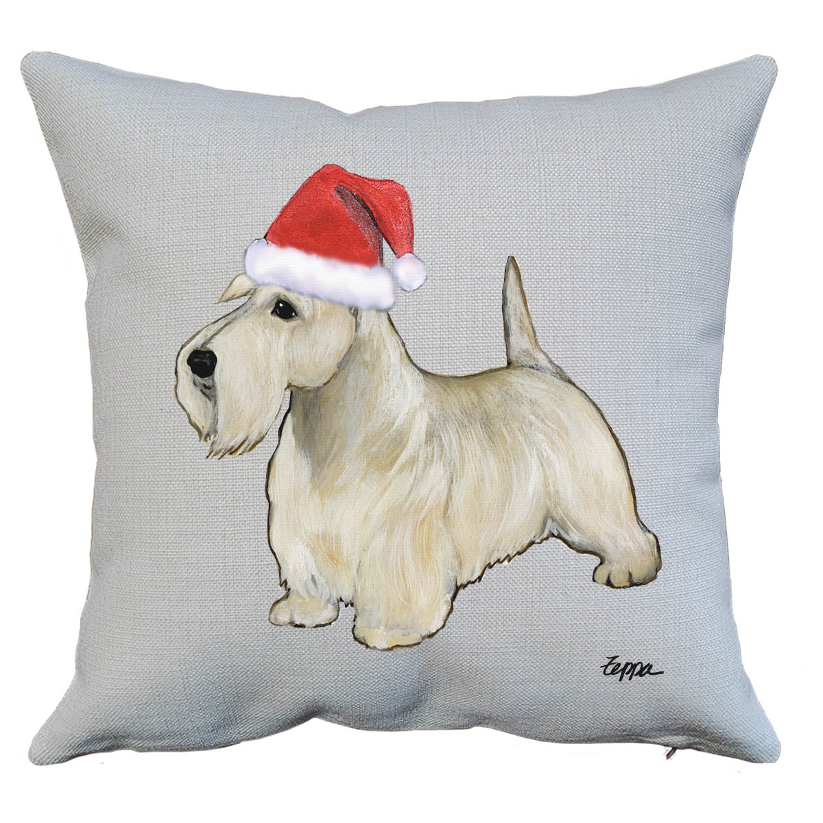 Wheaten Scottish Terrier Santa Pillow