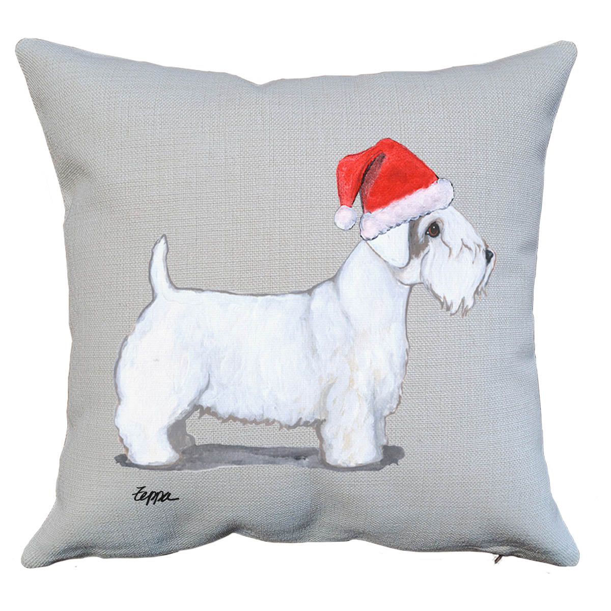 Sealyham Terrier Santa Pillow