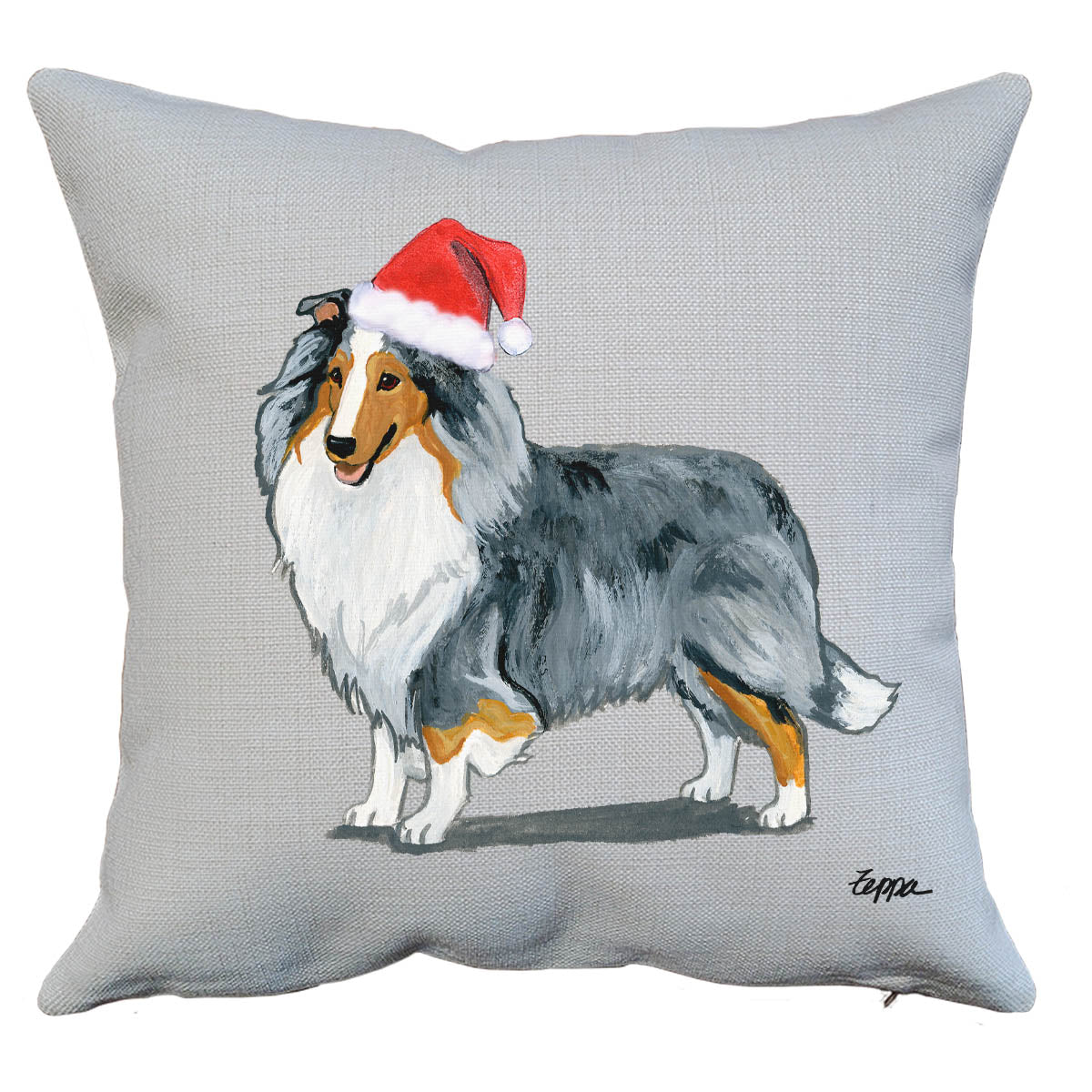 Blue Merle Shetland Sheepdog Santa Pillow