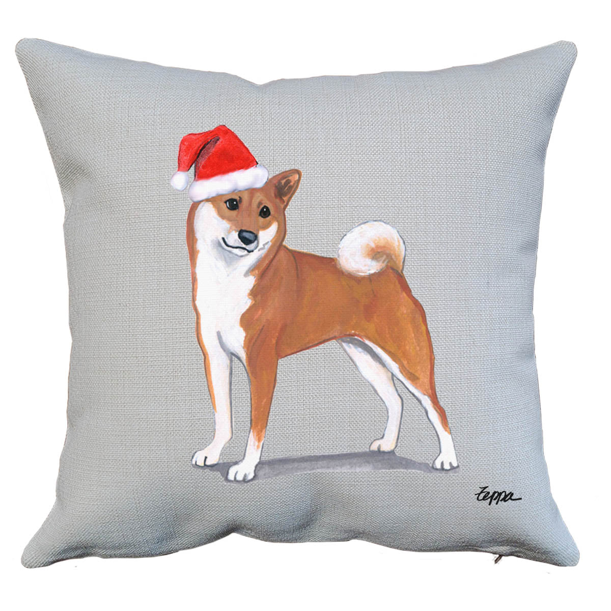 Shiba Inu Santa Pillow