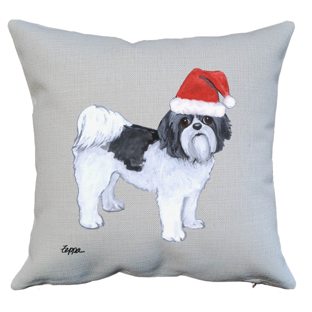 Shih Tzu Puppy Clip Santa Pillow