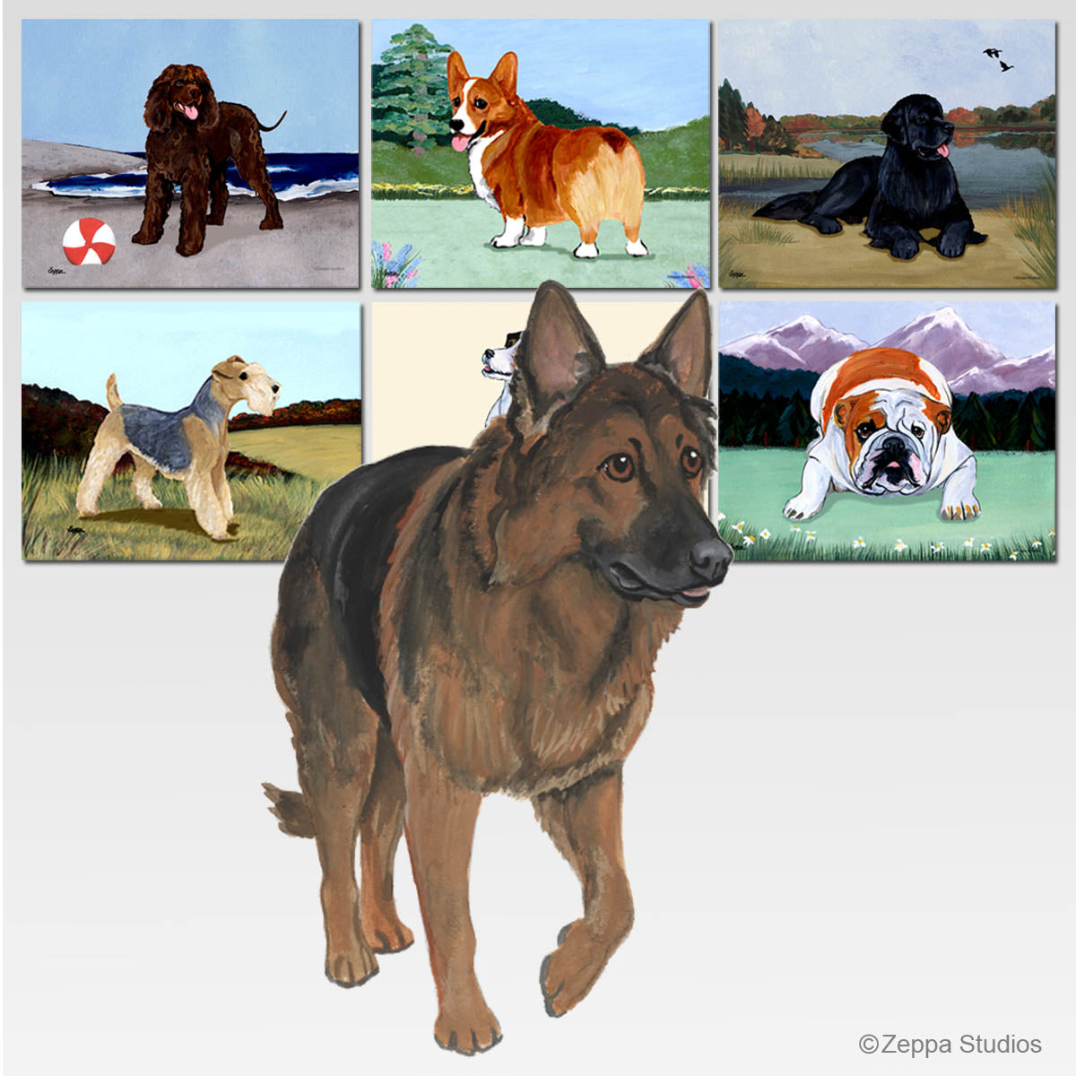 Shiloh Shepherd and 6 scenic background designs for tempered glass cutting boards
