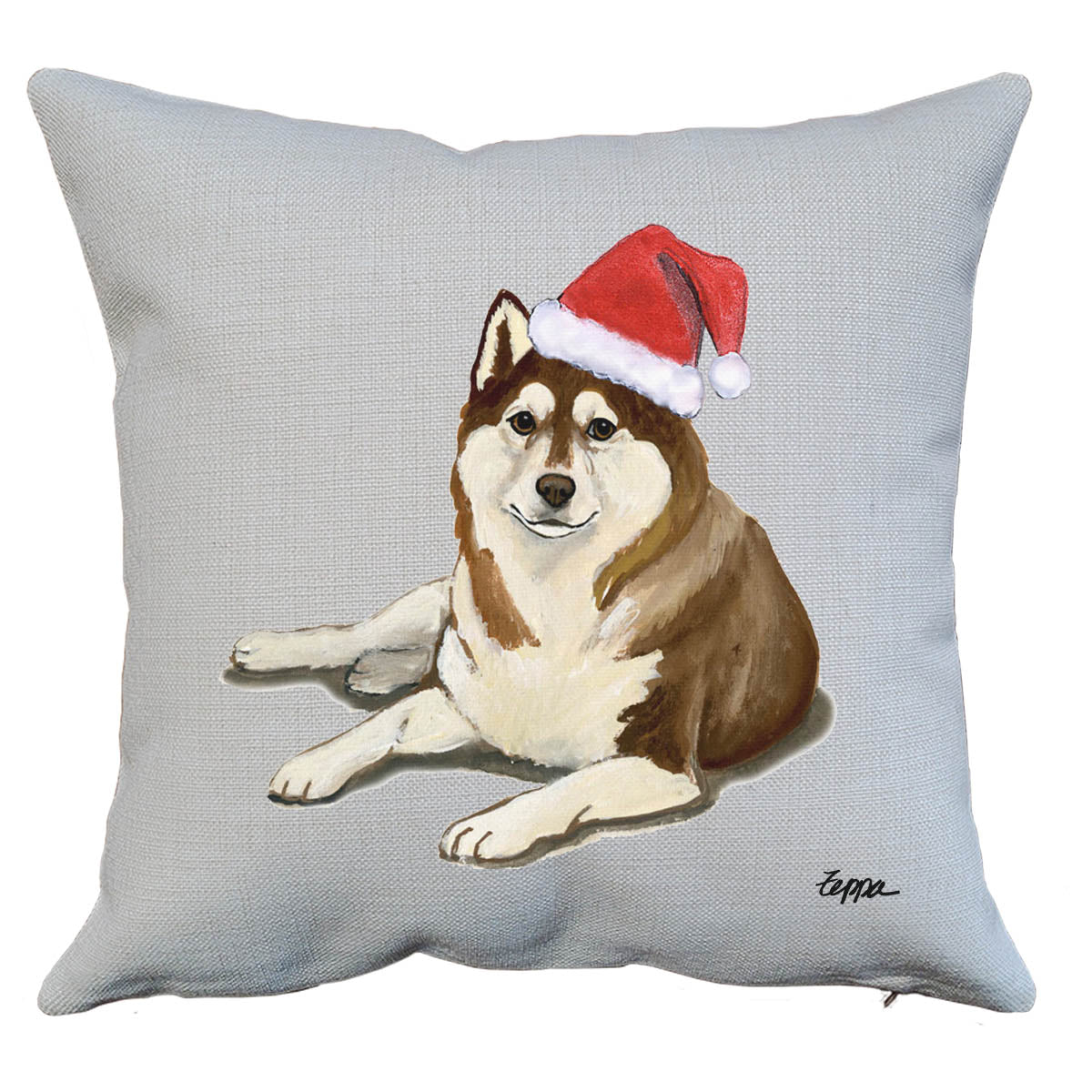 Copper Siberian Husky Santa Pillow