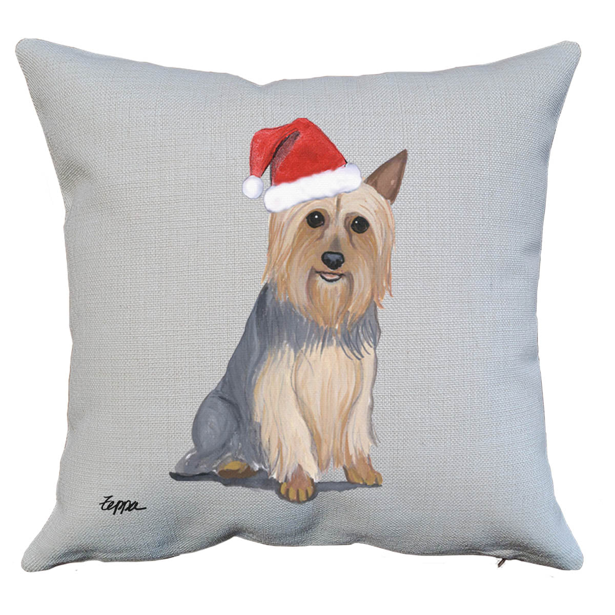 Silky Terrier Santa Pillow