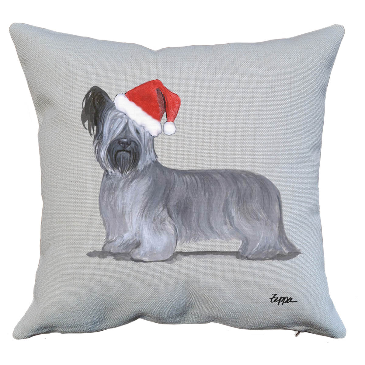 Skye Terrier Santa Pillow