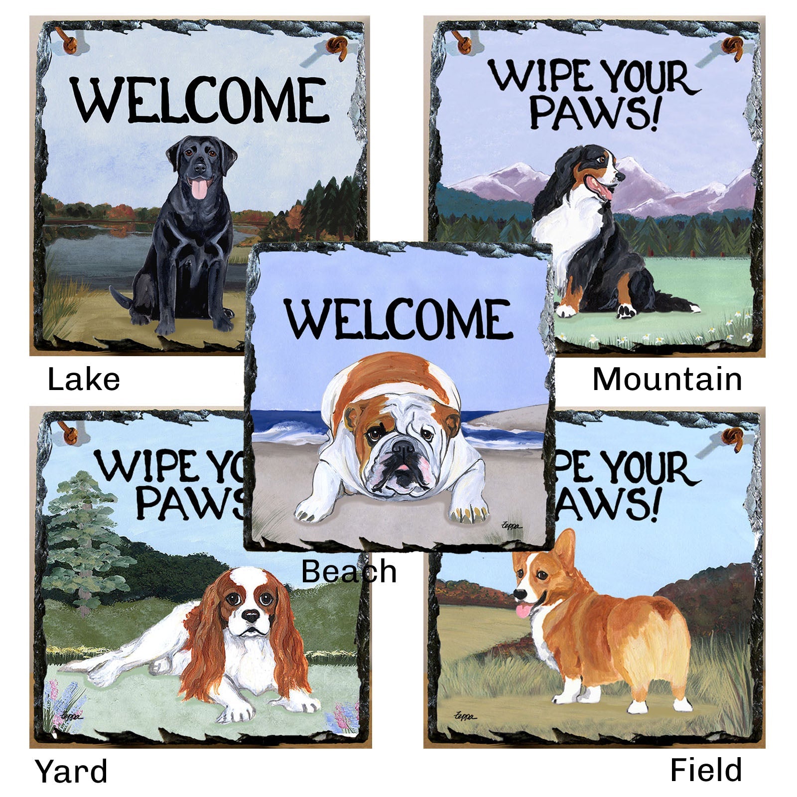 5 scenic backgrounds available on slate signs